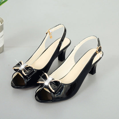 👡 OFFRE SPÉCIALE : 50% DE RÉDUCTION ! ✨ Sandales à Bout Ouvert pour Femme – Talon Moyen Stable, Bride Réglable & Nœud Strass 💃