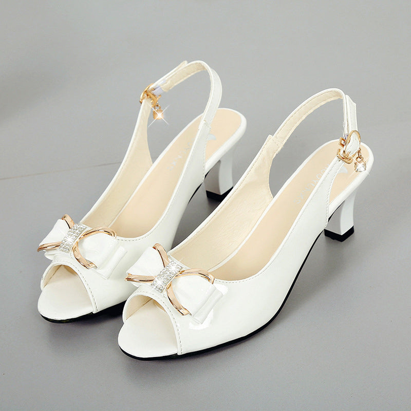 👡 OFFRE SPÉCIALE : 50% DE RÉDUCTION ! ✨ Sandales à Bout Ouvert pour Femme – Talon Moyen Stable, Bride Réglable & Nœud Strass 💃