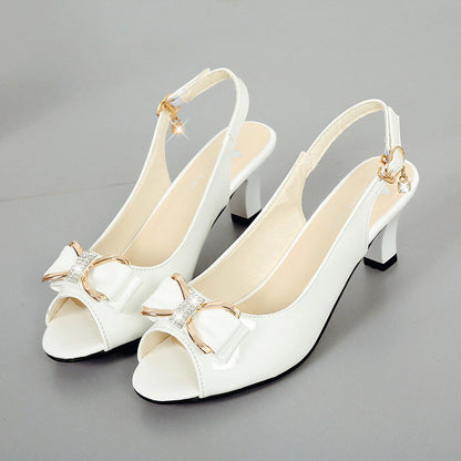 👡 OFFRE SPÉCIALE : 50% DE RÉDUCTION ! ✨ Sandales à Bout Ouvert pour Femme – Talon Moyen Stable, Bride Réglable & Nœud Strass 💃