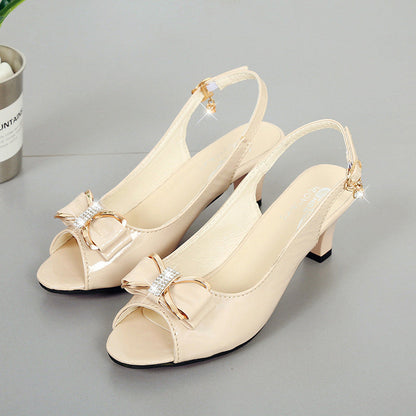 👡 OFFRE SPÉCIALE : 50% DE RÉDUCTION ! ✨ Sandales à Bout Ouvert pour Femme – Talon Moyen Stable, Bride Réglable & Nœud Strass 💃