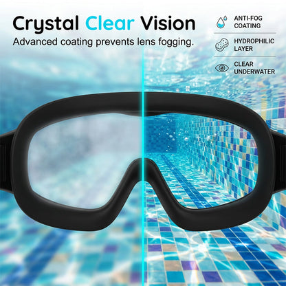 Lunettes de natation anti-buée avec bouchons d’oreilles et pince-nez