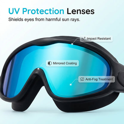 Lunettes de natation anti-buée avec bouchons d’oreilles et pince-nez