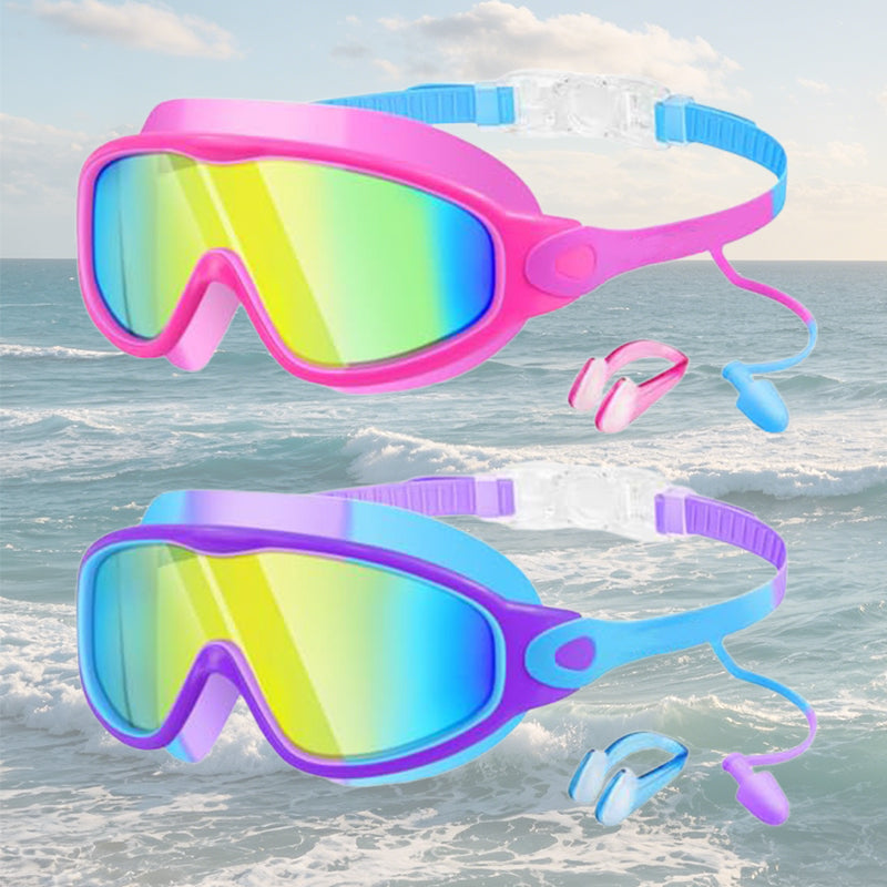 Lunettes de natation anti-buée avec bouchons d’oreilles et pince-nez