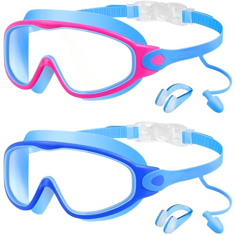 Lunettes de natation anti-buée avec bouchons d’oreilles et pince-nez