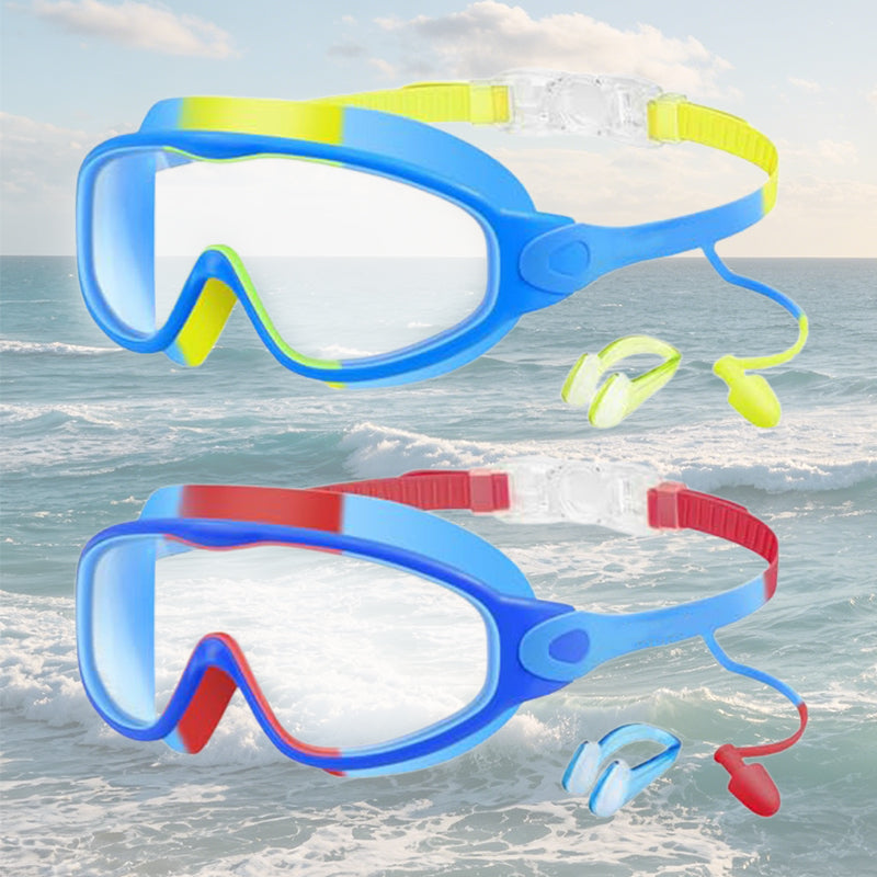 Lunettes de natation anti-buée avec bouchons d’oreilles et pince-nez