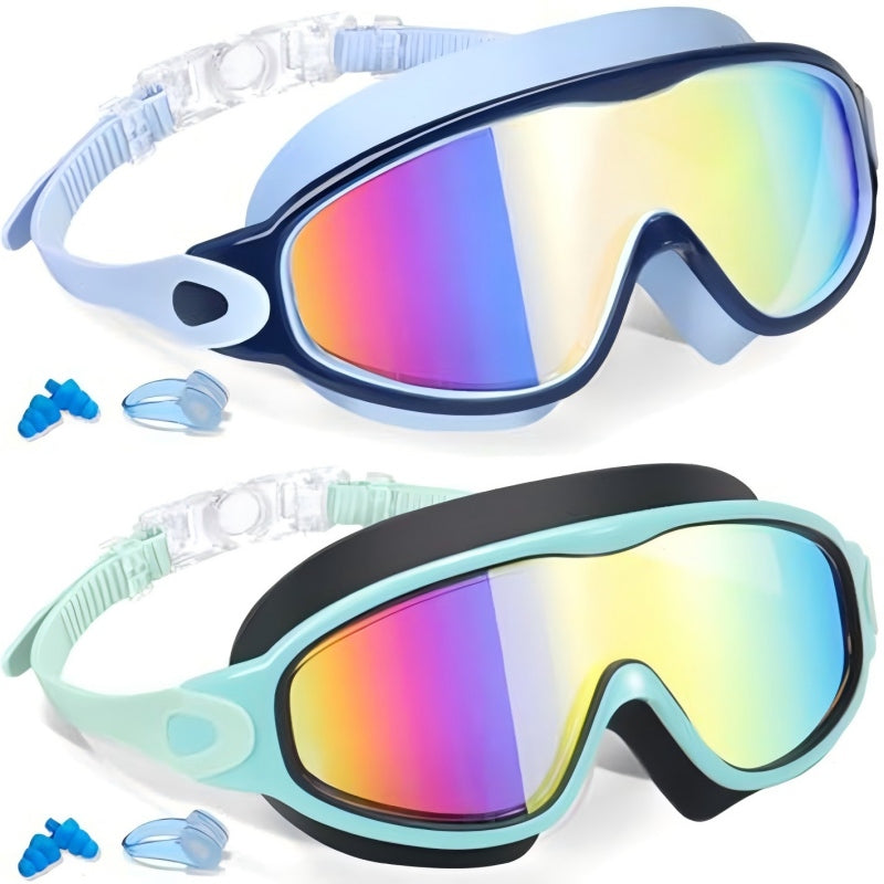 Lunettes de natation anti-buée avec bouchons d’oreilles et pince-nez