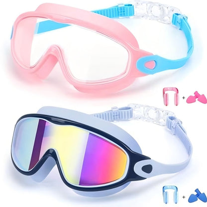 Lunettes de natation anti-buée avec bouchons d’oreilles et pince-nez