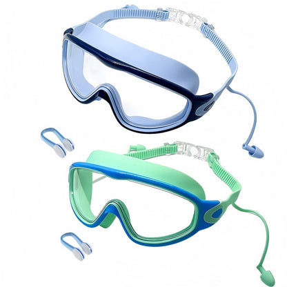 Lunettes de natation anti-buée avec bouchons d’oreilles et pince-nez