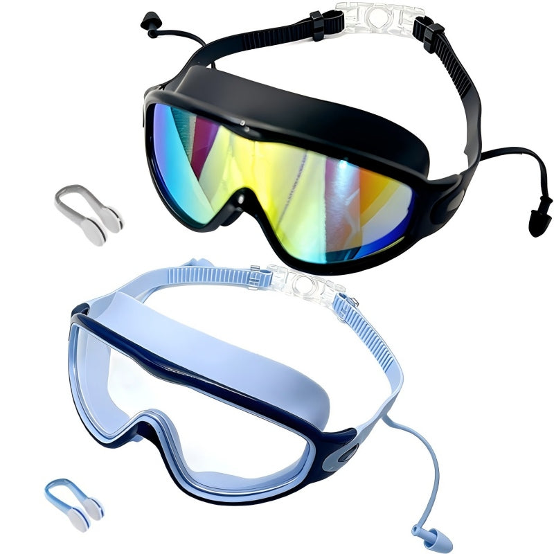 Lunettes de natation anti-buée avec bouchons d’oreilles et pince-nez