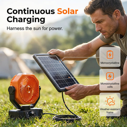🌞 Ventilateur de camping portable brumisateur solaire – Rafraîchissez-vous partout, même hors réseau ! ⛺💨 Brumisateur rafraîchissant + oscillation large + télécommande – votre compagnon ultime pour le confort en extérieur. 🔋🌀