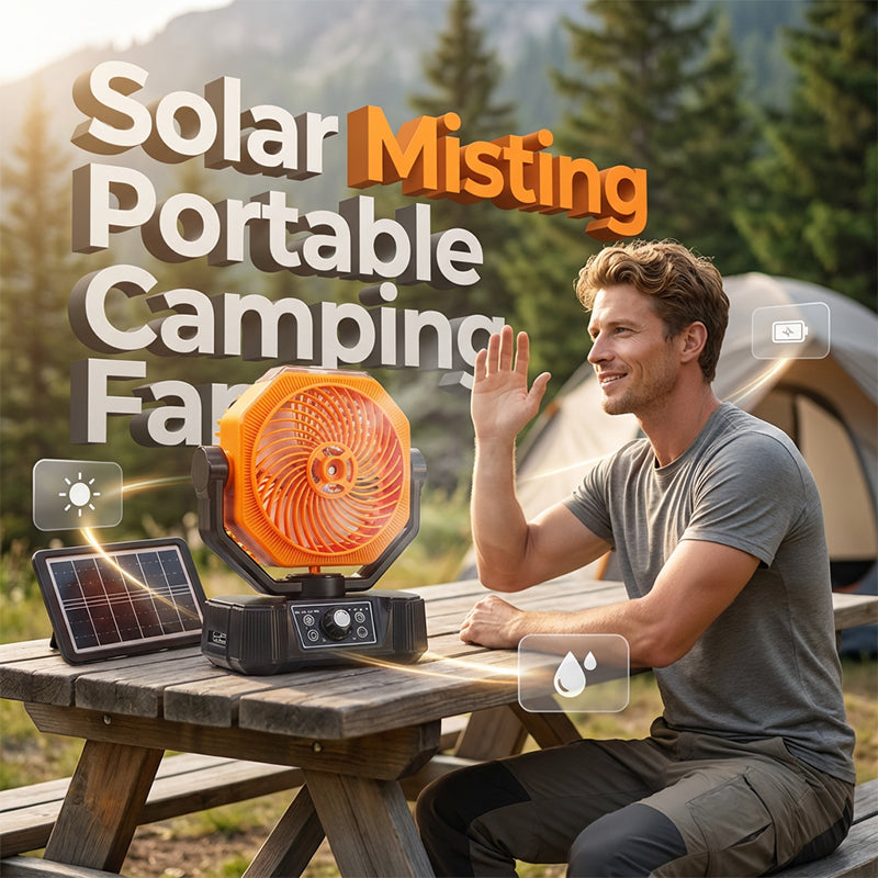 🌞 Ventilateur de camping portable brumisateur solaire – Rafraîchissez-vous partout, même hors réseau ! ⛺💨 Brumisateur rafraîchissant + oscillation large + télécommande – votre compagnon ultime pour le confort en extérieur. 🔋🌀