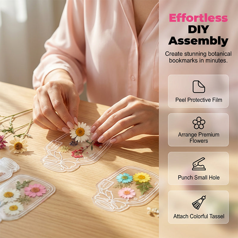 Kit de fabrication de marque‑pages fleuris DIY