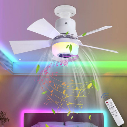 📢🌀 PROMO FLASH 50% ! Ventilateur de Plafond Intelligent 3-en-1 – Éclairage RGB/LED, Haut-parleur Bluetooth, 3 Vitesses, Télécommande, Culot E27, Pour Chambre & Salon 🎶