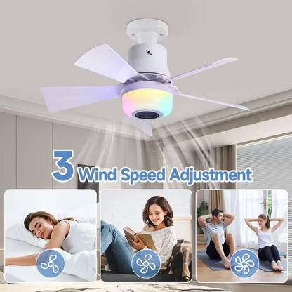 📢🌀 PROMO FLASH 50% ! Ventilateur de Plafond Intelligent 3-en-1 – Éclairage RGB/LED, Haut-parleur Bluetooth, 3 Vitesses, Télécommande, Culot E27, Pour Chambre & Salon 🎶