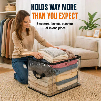 💐 OFFRE SPÉCIALE -50% ! Grand Sac de Rangement Transparent – Capacité XXL, Solide, Réutilisable ♻️🔒 【Qualité Pro】