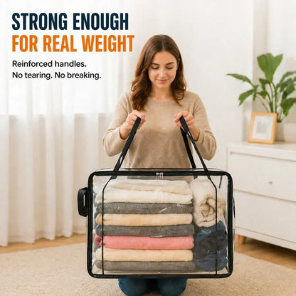 💐 OFFRE SPÉCIALE -50% ! Grand Sac de Rangement Transparent – Capacité XXL, Solide, Réutilisable ♻️🔒 【Qualité Pro】