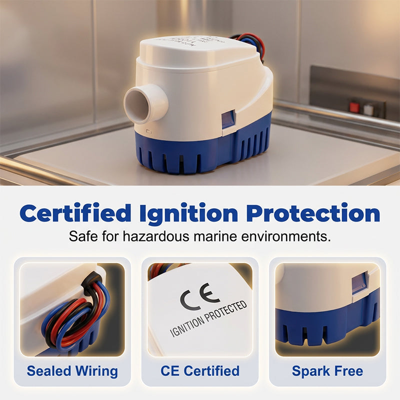 🚤💧 PROMO LIMITÉE 50% DE RÉDUCTION ! Pompe de Cale Automatique Haute Capacité – Interrupteur à Flotteur, 1100 GPH, 12V/24V, Protection Anti-Ignition