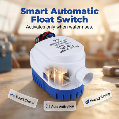🚤💧 PROMO LIMITÉE 50% DE RÉDUCTION ! Pompe de Cale Automatique Haute Capacité – Interrupteur à Flotteur, 1100 GPH, 12V/24V, Protection Anti-Ignition