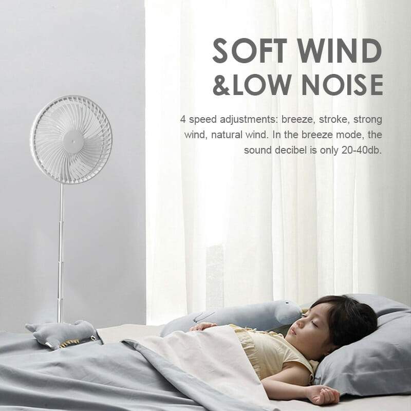 🌀 PROMO LIMITÉE 57% DE RÉDUCTION ! 🔋 Ventilateur Télescopique Pliable Rechargeable USB – Silencieux, 180° Rotatif, 4 Vitesses, Portable ✨