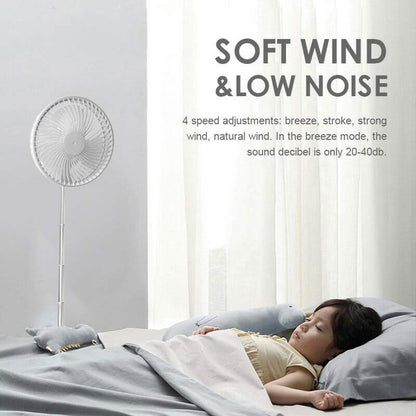 🌀 PROMO LIMITÉE 57% DE RÉDUCTION ! 🔋 Ventilateur Télescopique Pliable Rechargeable USB – Silencieux, 180° Rotatif, 4 Vitesses, Portable ✨