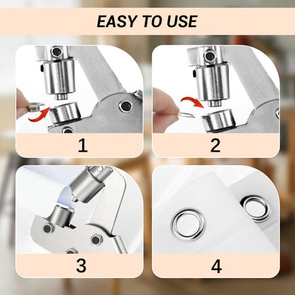 📢⏰🔧 PROMO -50% ! Pinces à Œillets pour Bâches – 4 Kits (20 à 500 Œillets Inclus), 220 mm, Diam. Perforation 16/10,5 mm, 0,6 kg