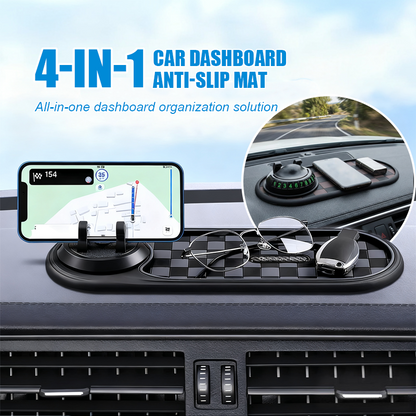 Tapis antidérapant 4-en-1 pour tableau de bord de voiture avec support pour téléphone