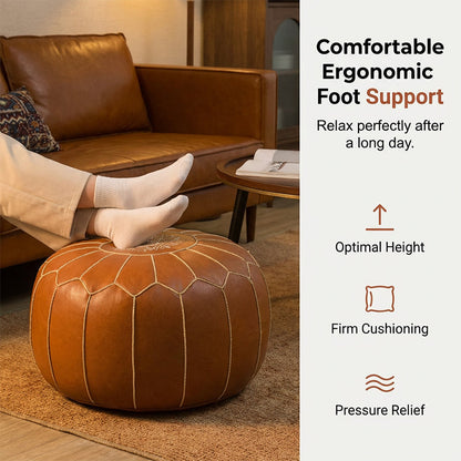 🛋️ Pouf marocain boho – synthétique imperméable, rangement intégré, broderie raffinée. -50 % ! ✨
