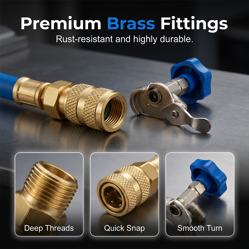 🔧 PROMO LIMITÉE 58% DE RÉDUCTION ! ✨ Tuyau de Remplissage R134a – Avec Manomètre, 0-350 PSI, Kit Complet ⚙️
