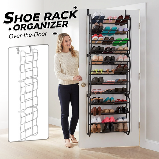 👟🔥 -50% ! Organisateur Chaussures Suspendu Porte – Jusqu'à 36 Paires Métal Robuste Stable, Étagères Inclinées Anti-Glissement Talons Bottes Baskets, Installation Sans Outils Secondes · 3 Coloris · 4-8-12 Étages ✨