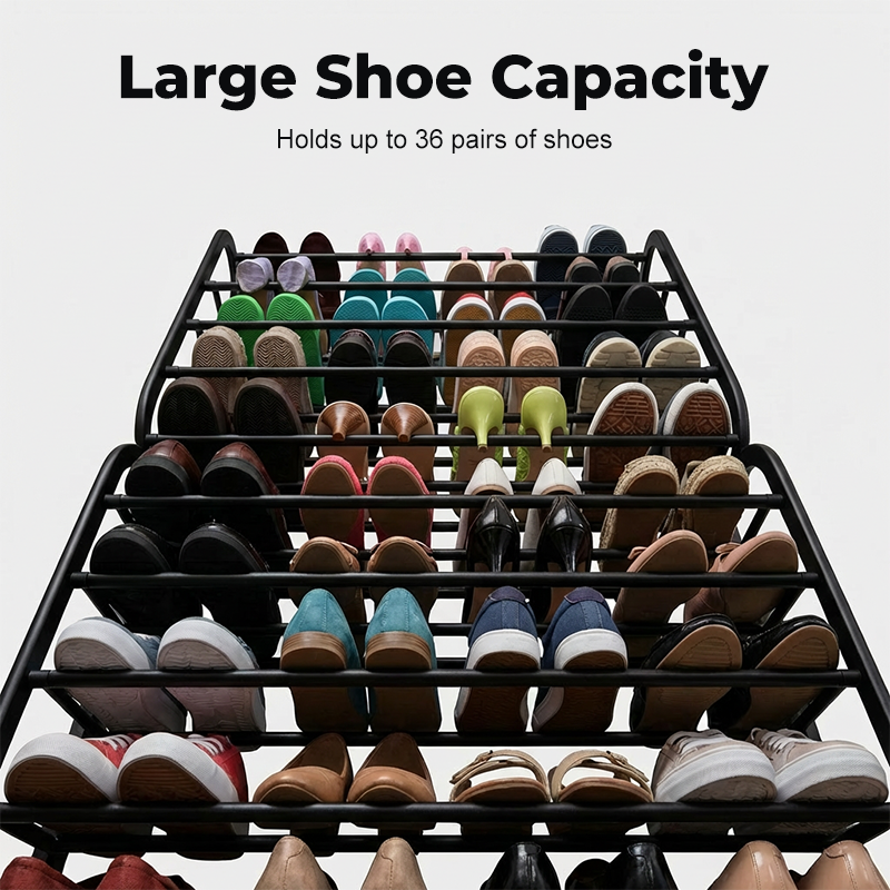 👟🔥 -50% ! Organisateur Chaussures Suspendu Porte – Jusqu'à 36 Paires Métal Robuste Stable, Étagères Inclinées Anti-Glissement Talons Bottes Baskets, Installation Sans Outils Secondes · 3 Coloris · 4-8-12 Étages ✨