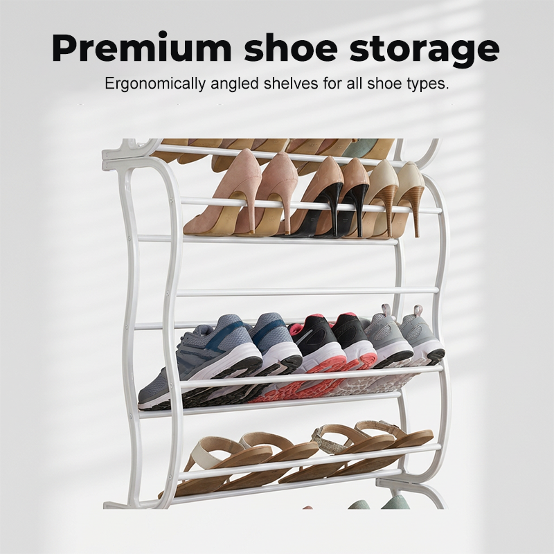 👟🔥 -50% ! Organisateur Chaussures Suspendu Porte – Jusqu'à 36 Paires Métal Robuste Stable, Étagères Inclinées Anti-Glissement Talons Bottes Baskets, Installation Sans Outils Secondes · 3 Coloris · 4-8-12 Étages ✨