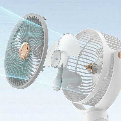 🌀 50% DE RÉDUCTION 🔋 Ventilateur rétractable sans fil avec télécommande – Rechargeable & silencieux – Hauteur ajustable, 3 vitesses – parfait pour la maison, le bureau ou le camping ❄️