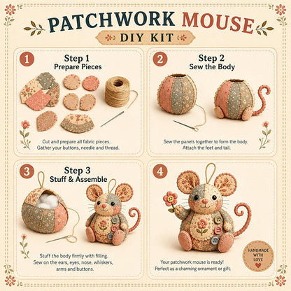 🐭✨ Trousse à couture vintage faite main en forme de souris – Design compact et unique