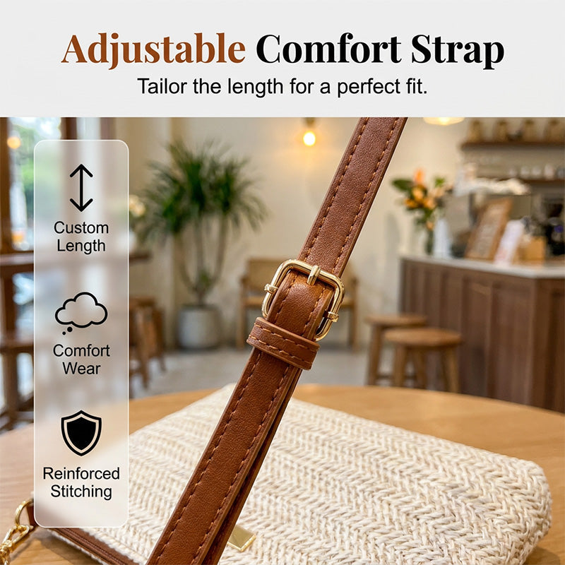⏳Spécial à durée limitée⏰Sac à bandoulière et pochette en paille tressée pour femme👜