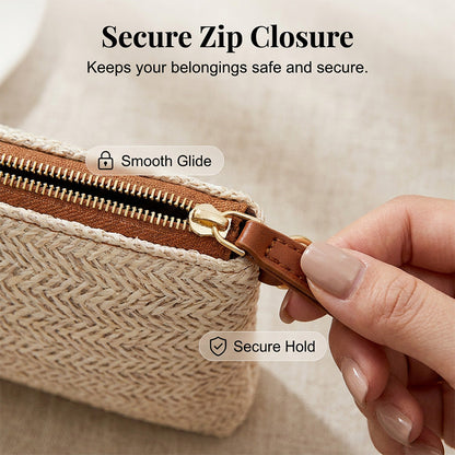 ⏳Spécial à durée limitée⏰Sac à bandoulière et pochette en paille tressée pour femme👜