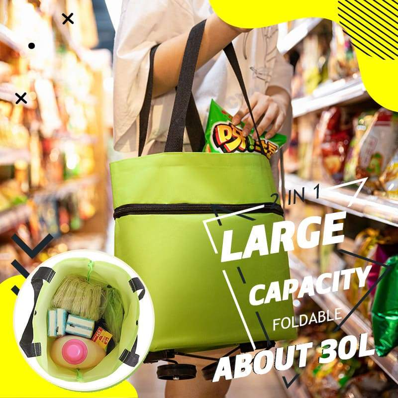 Chariot de courses pliable 2‑en‑1