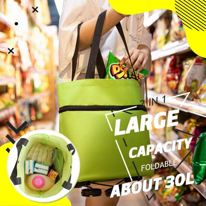 Chariot de courses pliable 2‑en‑1