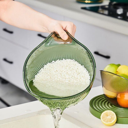 🍚✨ PROMO FLASH 50% ! Bol à Riz Multifonction avec Passoire Intégrée & Poignée – Lave et Égoutte en un Geste, PET Alimentaire, 2 Tailles, 3 Coloris, Idéal Cuisine