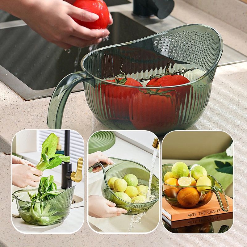 🍚✨ PROMO FLASH 50% ! Bol à Riz Multifonction avec Passoire Intégrée & Poignée – Lave et Égoutte en un Geste, PET Alimentaire, 2 Tailles, 3 Coloris, Idéal Cuisine