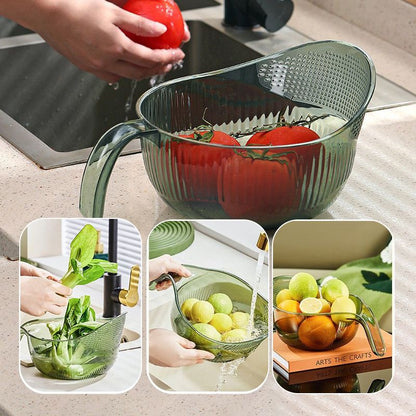 🍚✨ PROMO FLASH 50% ! Bol à Riz Multifonction avec Passoire Intégrée & Poignée – Lave et Égoutte en un Geste, PET Alimentaire, 2 Tailles, 3 Coloris, Idéal Cuisine