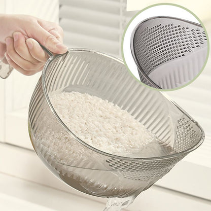 🍚✨ PROMO FLASH 50% ! Bol à Riz Multifonction avec Passoire Intégrée & Poignée – Lave et Égoutte en un Geste, PET Alimentaire, 2 Tailles, 3 Coloris, Idéal Cuisine