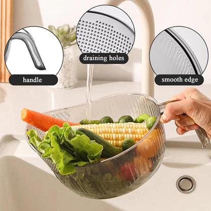 🍚✨ PROMO FLASH 50% ! Bol à Riz Multifonction avec Passoire Intégrée & Poignée – Lave et Égoutte en un Geste, PET Alimentaire, 2 Tailles, 3 Coloris, Idéal Cuisine