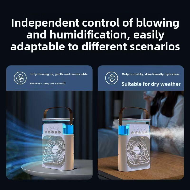 🌀🍃 PROMO FLASH -50% ! Climatiseur Portable Multifonction – Ventilateur Brumisateur Rechargeable, Réservoir 200ml, Batterie 1200mAh, Silencieux & Compact, 2 Coloris