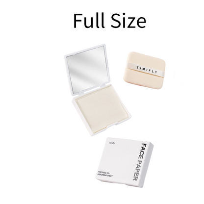 Papier matifiant 3‑en‑1 – Absorbe le sébum, poudre et miroir en un seul produit. Finition mate instantanée, sans saleté. L'indispensable de l'été à glisser dans votre poche ! 💄💨
