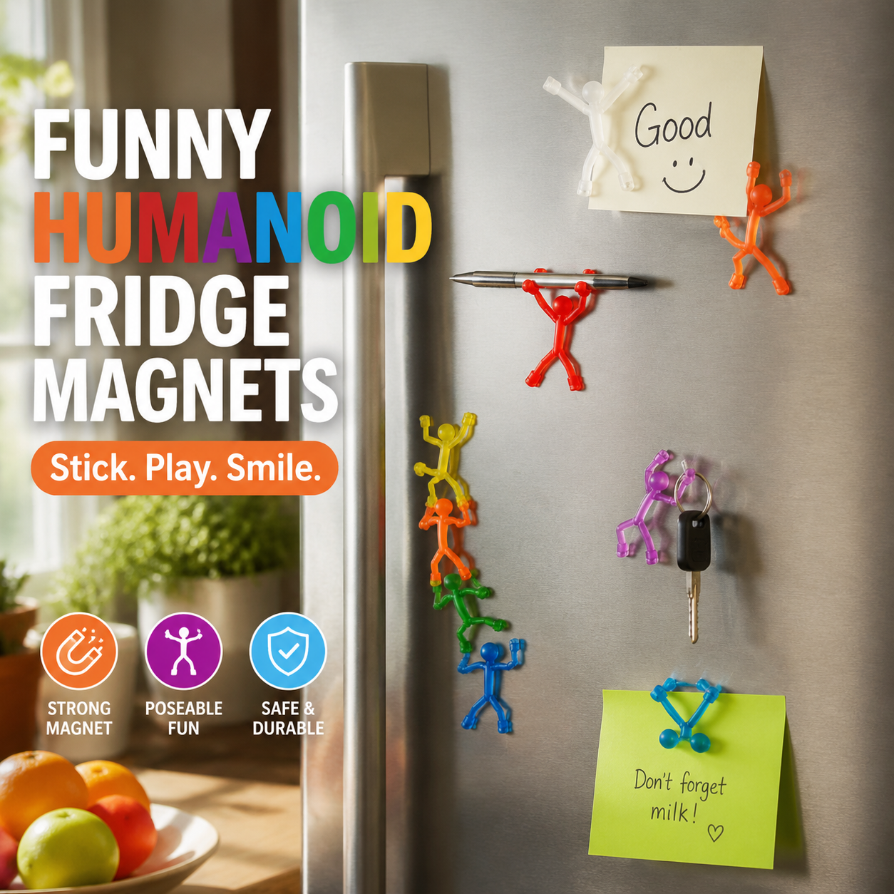 📢📢 -50 % !! ⏰🧲🧸 Figurines magnétiques articulables – tiennent vos notes, soulagent le stress et illuminent votre espace !