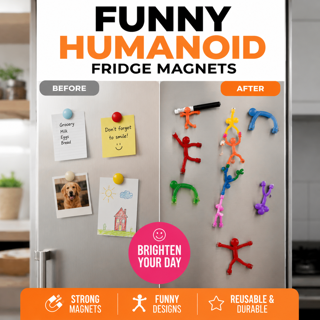 📢📢 -50 % !! ⏰🧲🧸 Figurines magnétiques articulables – tiennent vos notes, soulagent le stress et illuminent votre espace !