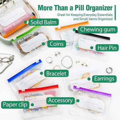 💊 Organisateur de Médicaments A8 Étanche – 14 Grandes Pochettes Zippées pour Classeur A8