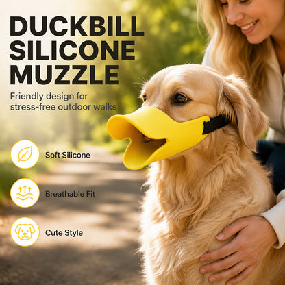🐕 50% DE RÉDUCTION! 🦆 Muselière silicone bec de canard – Douce & ajustable ✨