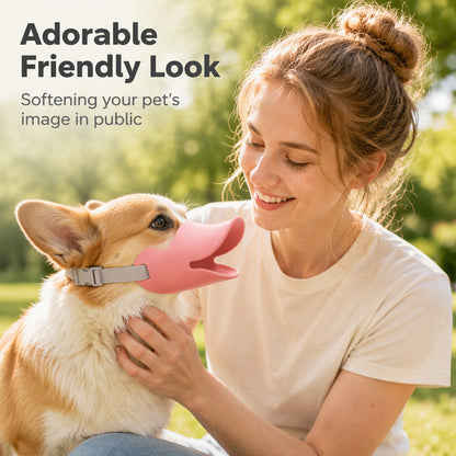 🐕 50% DE RÉDUCTION! 🦆 Muselière silicone bec de canard – Douce & ajustable ✨