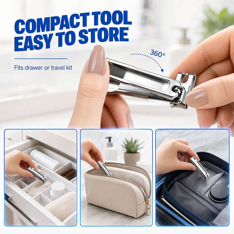 Coupe-ongles rotatif 360° en acier inoxydable